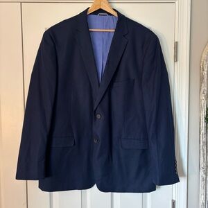 Crown and Ivy Mens Navy Cotton Blazer Sport Coat Jacket 48R Preppy Classic Event